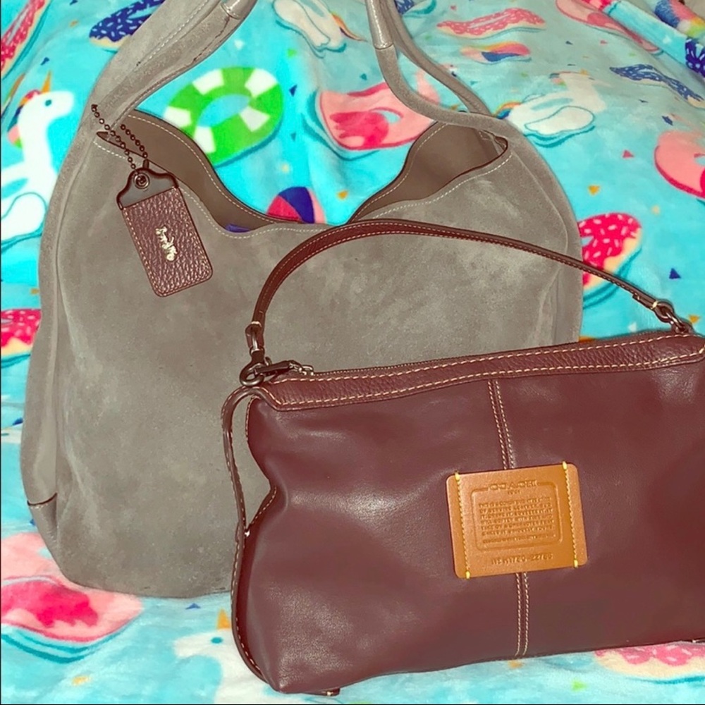 SALE Coach Bandit Hobo 39 Gray Suede/Mahogany